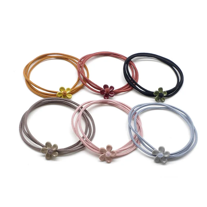 1 Piece Three-layer Elastic Rubber Hair Bands Girls Kids Floral Ponytail Holders Ropes Headwear Stretch Headband Scrunchy Rings