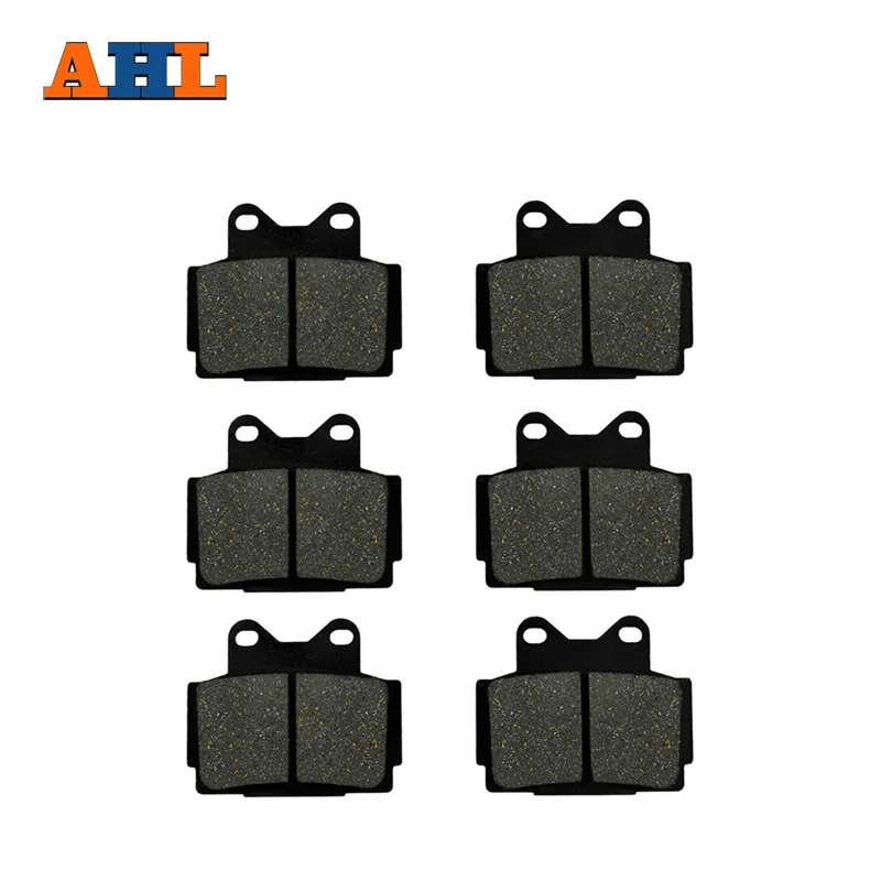 Pastilhas de freio para motocicleta, ahl 3 pares, para yamaha rd 350 n rd350n 1985 rz250r rz250rr srx600, preto