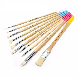 10 pcs/Boxed high quality Hog Hair Brush Acrylic Painting Brush Bristle   Oil Painting Brush Set Wood Handle Painting Brushes