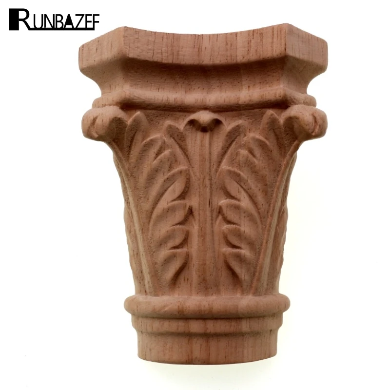 

RUNBAZEF European Style Decoration Beam Maas Unpainted Wood Carved Decal Corner Onlay Applique Wall Cabinet Door Decor Crafts