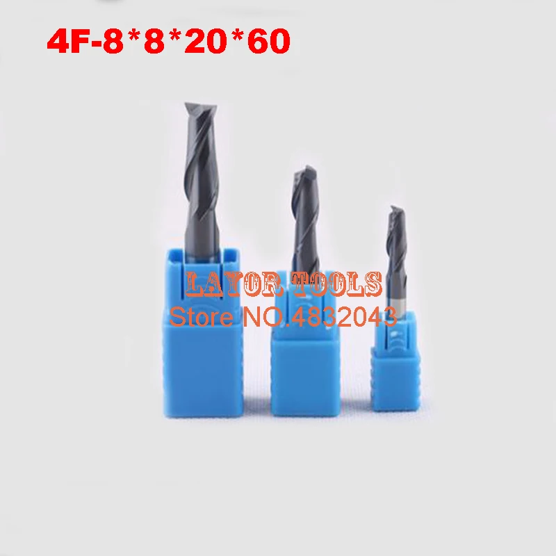 4F-8 * * * * * * * 8*20*60,HRC50,คาร์ไบด์คาร์ไบด์สแควร์ Flatted End Mill, the เครื่องกลึง,บาร์,cnc,เครื่อง