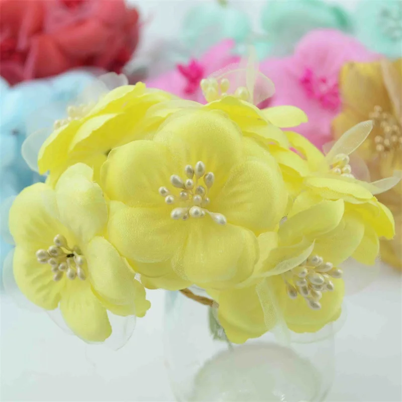 6/30 pz 5cm Mini rosa seta artificiale Scrapbooking Bouquet di fiori di corpetto per la decorazione di nozze ghirlanda fai da te mestiere fiore