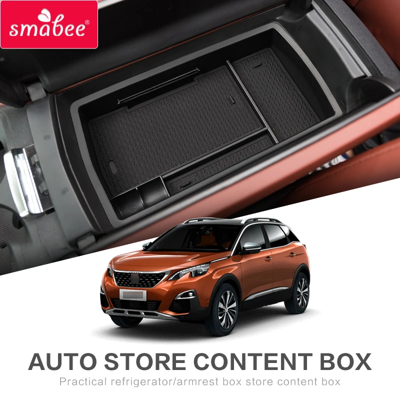 

smabee Car central armrest box For Peugeot 3008 4008 5008 2017 2018 2019 2020 GT Accessories Stowing Tidying Organizer