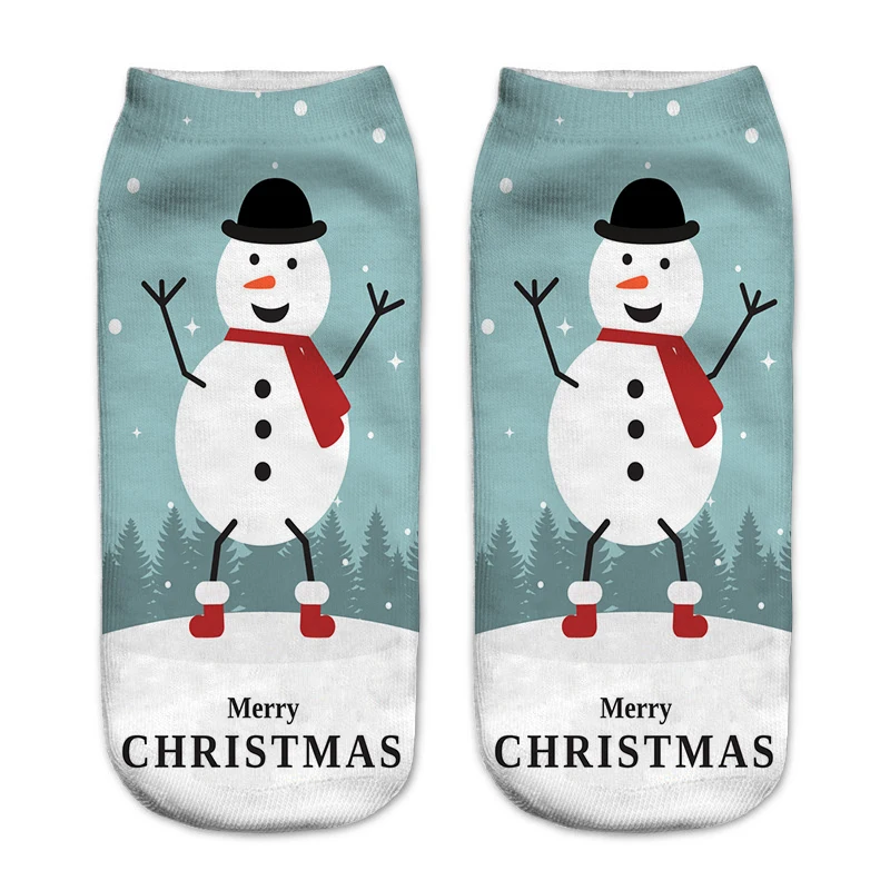 New Year Gift Women 3D Print Christmas Socks Novelty Design Xmas Socks Fun Santa Claus Snowman Low Cut Ankle Socks Calcetines