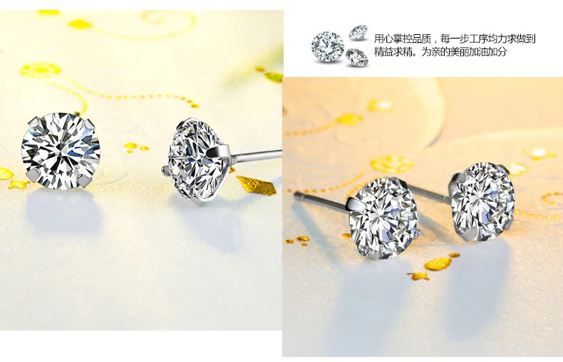 925 Sterling Silver 3MM-7mm Clear/ Purple/Black Cubic Zirconia Stud Earrings For Children Girls Women Men,s925 Silver Jewelry