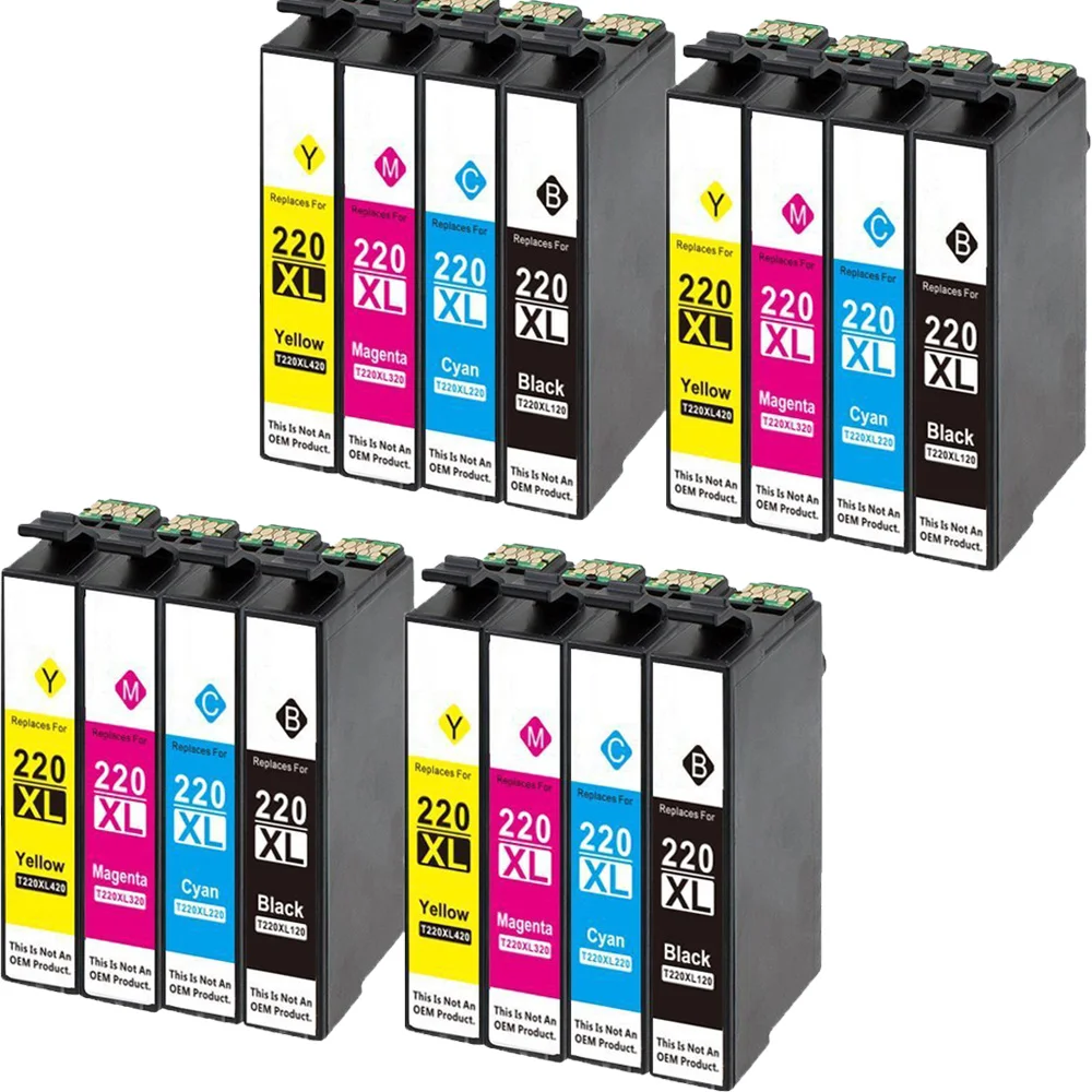 

16 Pack Compatible Epson T220 XL Ink cartridge For Epson WorkForce WF 2650 WF-2630 WF-2660 WF-2750 WF-2760 XP-320 XP-420 XP-424