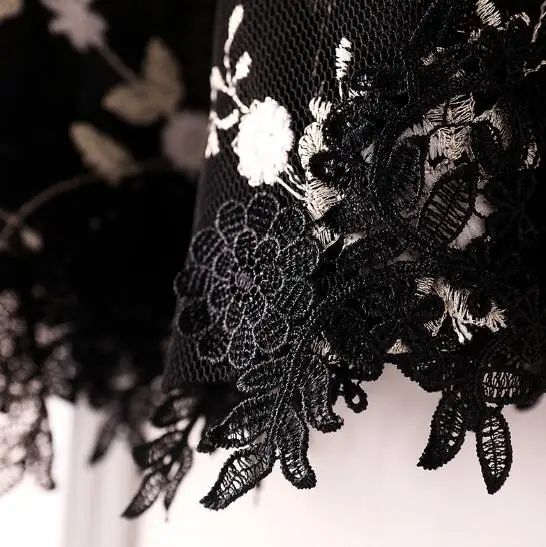 Women's Spring Summer White Flower Lace embroidery Black Pashmina Female Summer Sunscreen Mesh Lace Shawl R823