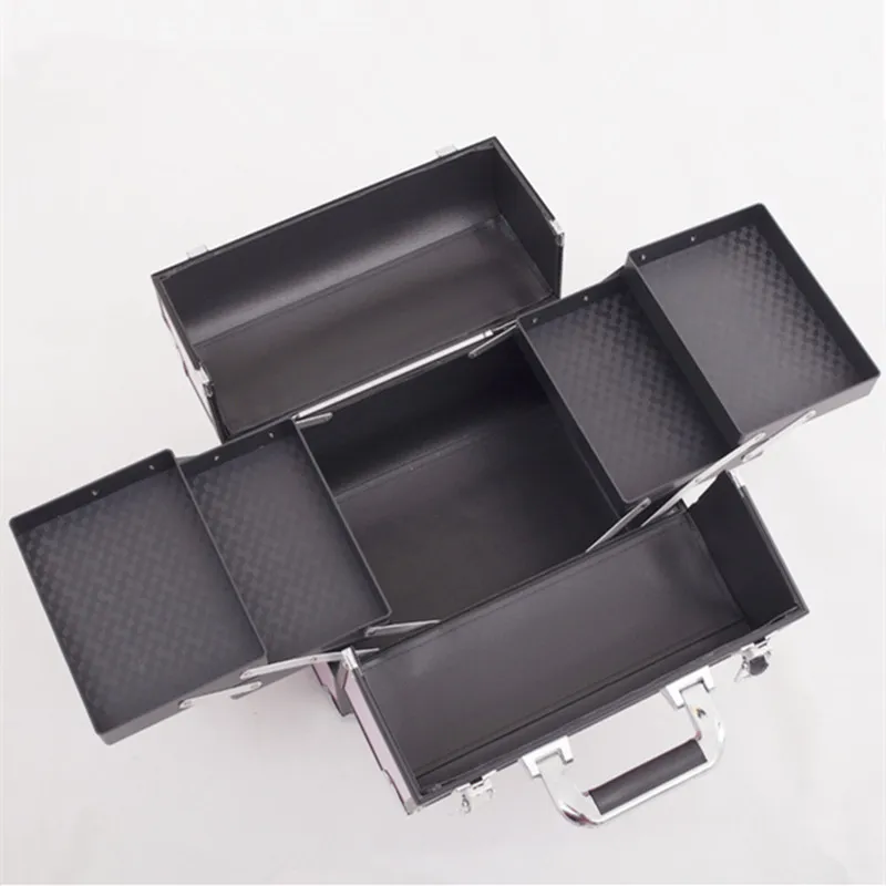 Portable aluminum frame cosmetic case, woman professional cosmetology manicure toolbox travel jewelry box suitcase bag luggage