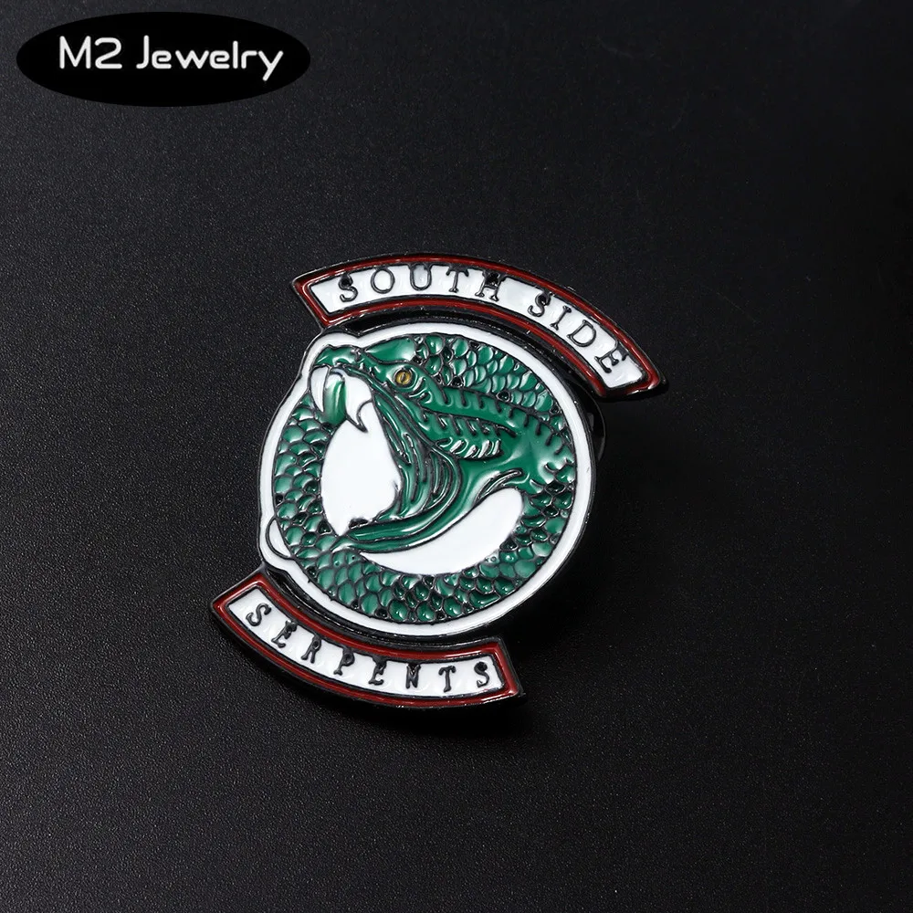 Riverdale South Side Serpents Brooch For Women Men Green Enamel Brooch Pins Bag Coat Accessories