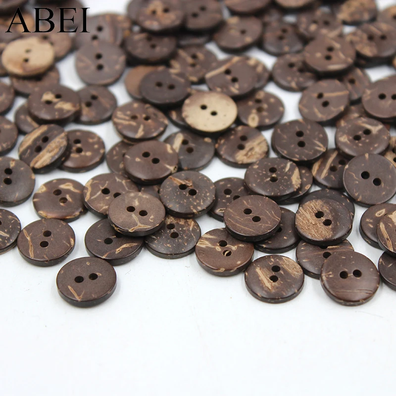 11mm 100pcs/lot Natural 2-Holes Round Coconet Buttons Sew Tools Accessories Handmade Scrapbook Wedding Crafts DIY Wooden Button