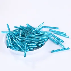 36Pcs/Lot 2.5mm*25mm Light Blue Czech Twist Bugles Glass Tube Seed Beads for jewelry Making,Women Garment DIY Sewing Accessory