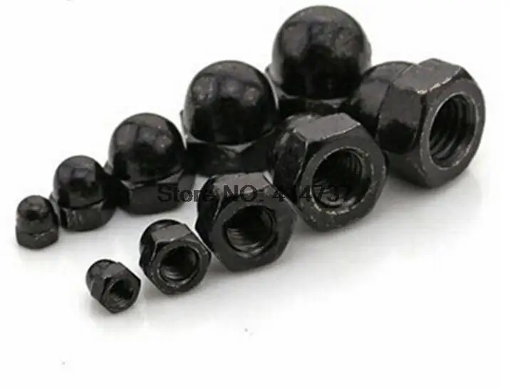 20pcs/lot  DIN1587 M10  Steel With Black Zinc  Acorn Dome Head Hex  Nuts Decorate nuts Hex Cap Nut