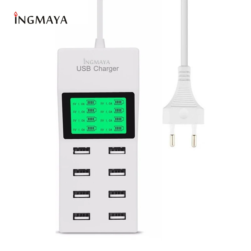 INGMAYA Multi Port USB Charger Station LED Display Charge For iPhone 6S 7 Plus iPad Samsung Huawei Redmi Mi Phone Power Adapter