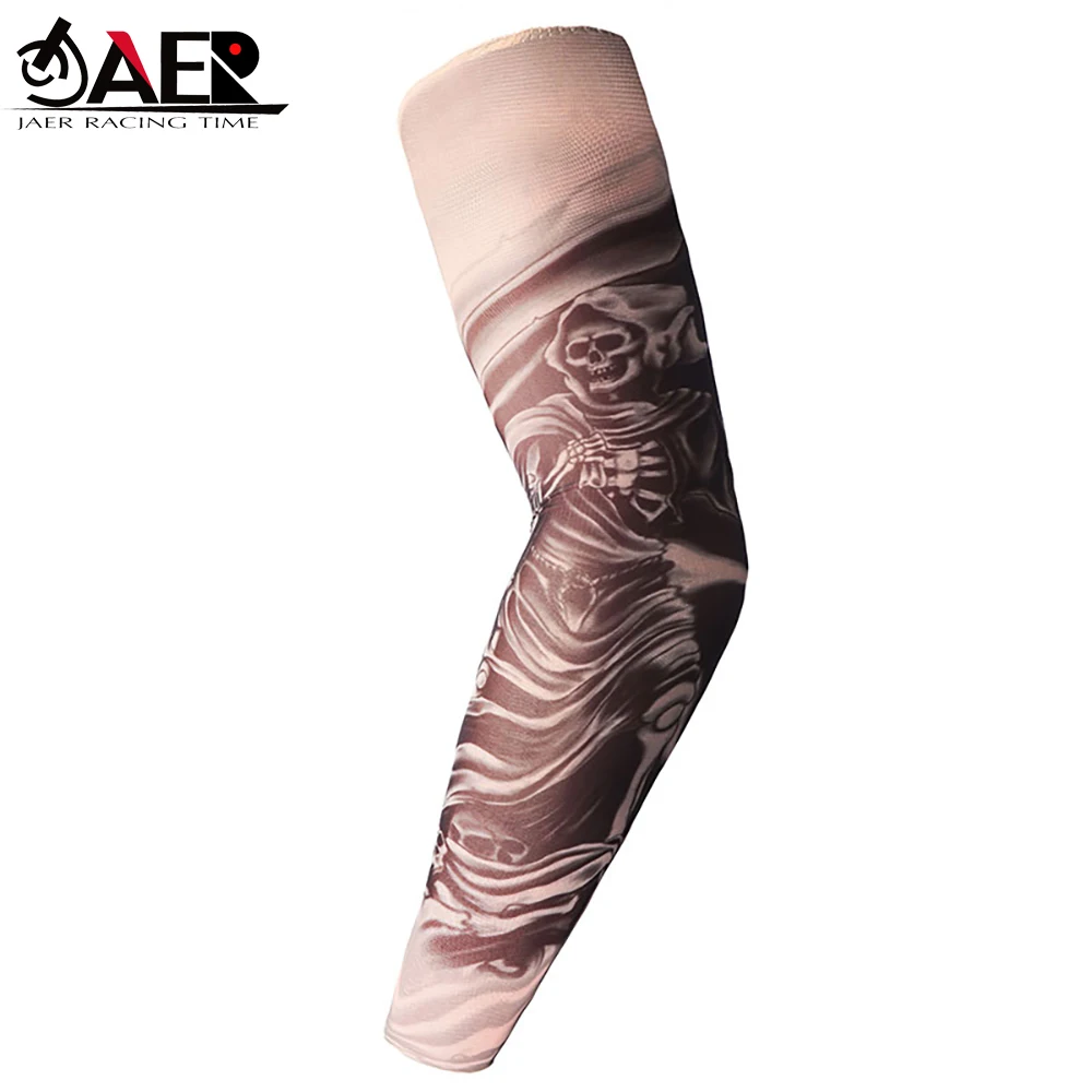 

Motorcycle Skull Sleeves Men Boy Male Seamless Arm Warmer Stockings Warmers Elastic Sport Skin Sun Protective