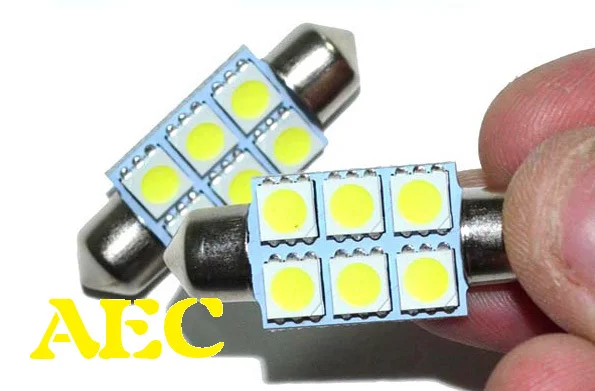 100pcs Festoon Dome light bulbs 31mm 36mm 39mm 42mm C5W Canbus LED 6 SMD 5050 car styling LED interior License Plate Lights