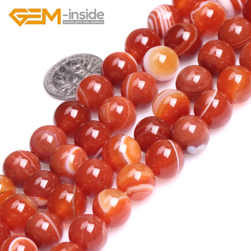 4/6/8/10/12/14mm Natural Red Stripe Sardonyx Agates Onyx Round Loose Beads For Jewelry Making Strand 15 Inches Wholesale