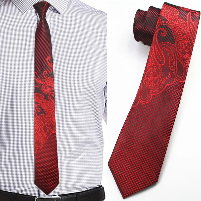 RBOCOTT Mens Sottile di Modo Cravatta Paisley Tie 6 centimetri di larghezza Skinny Cravatte Per Gli Uomini di Cerimonia Nuziale Del Partito Cravatte Strette Gravatas Corbatas