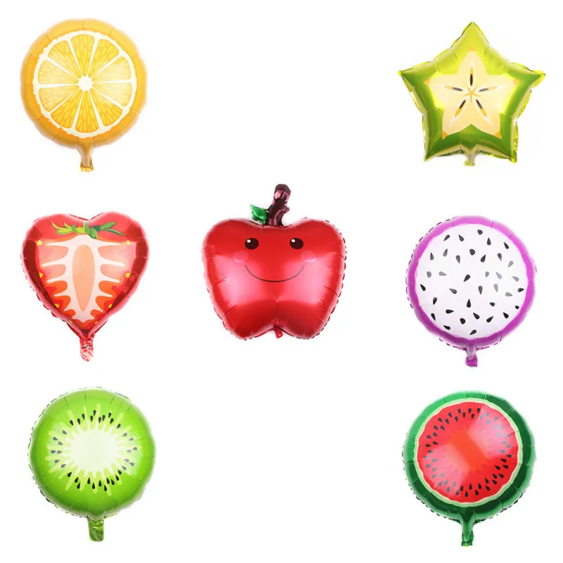 1PC 18-inch Fruit Orange dragon fruit kiwi apple balloon Aluminum Helium balloons birthday party decorations kids toys globos