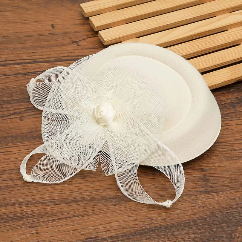 Haimeikang Women Chic Fascinator Hat Cocktail Wedding Party Church Headpiece Fashion Headwear Feather Hair Accessories Bride