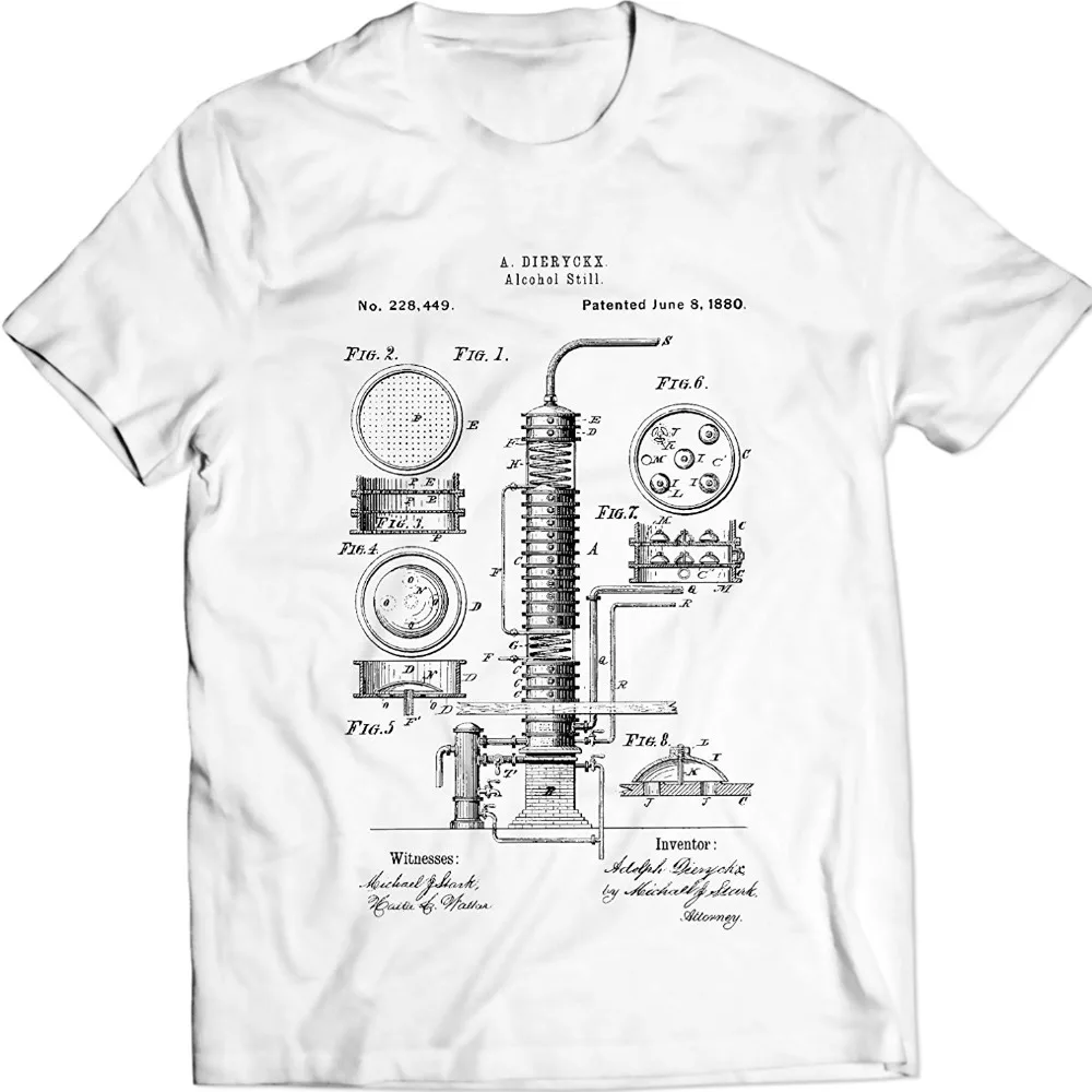 Alcohol Still Liquor Distiller Patent T-Shirt 100% Cotton 2019 New Fashion Funny Men Hot Sale Tops Cool T Shirts