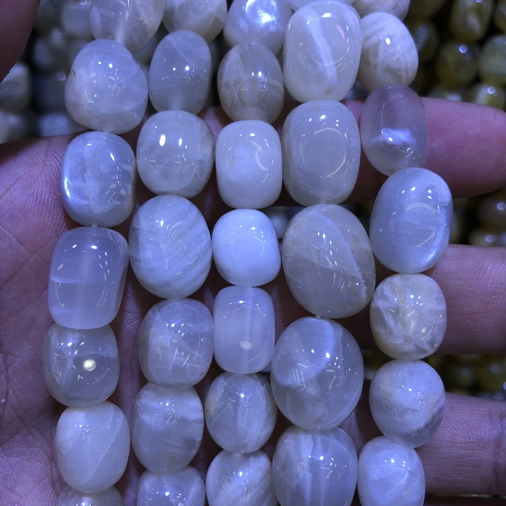 

Wholesale 2strings Natural White Moonstone Stone Polished Gem Stone Nugget Beads,Genuine Gem Jewelry Making Beads,15.5"/str