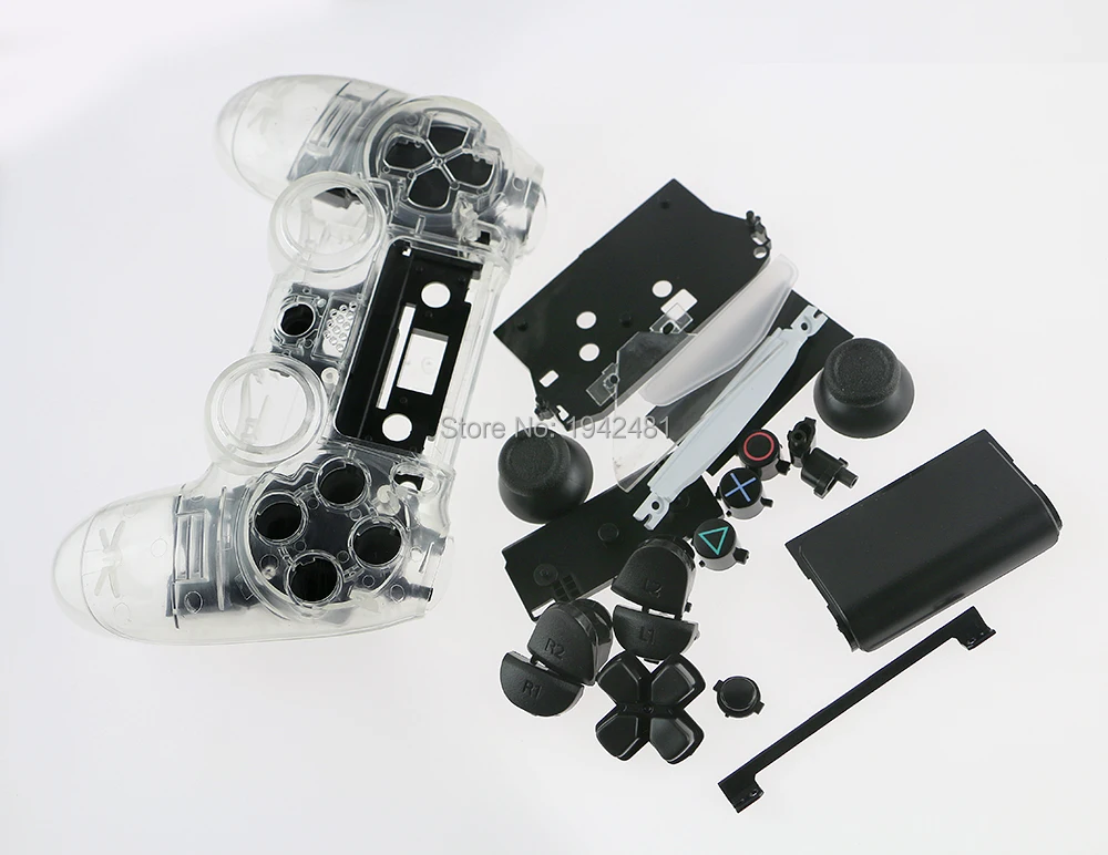 Controlador de juego inalámbrico de alta calidad, carcasa transparente + herramienta de botón para ps4 jds 001 011 jdm 001