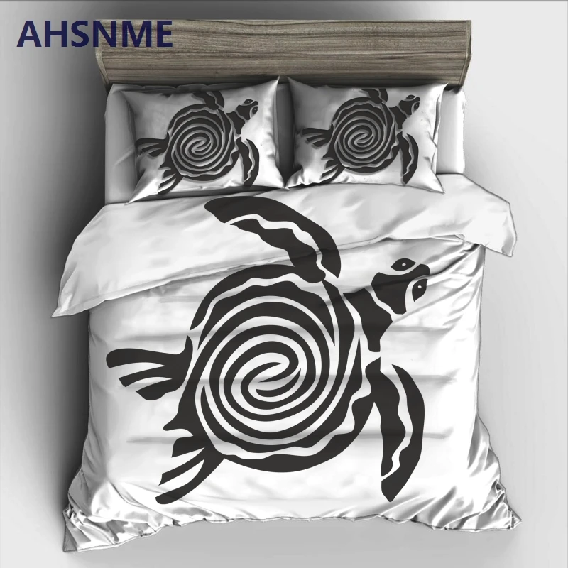 

AHSNME Simple Black and White Turtle Bedding Set High-definition Print Quilt Cover for RU AU EU US Size Market jogo de cama