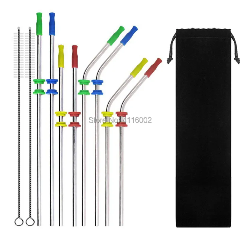 

50 комплектов силиконовых трубок из нержавеющей стали, зеркальные запасные металлические трубочки с силиконовыми наконечниками и чистящей щеткой