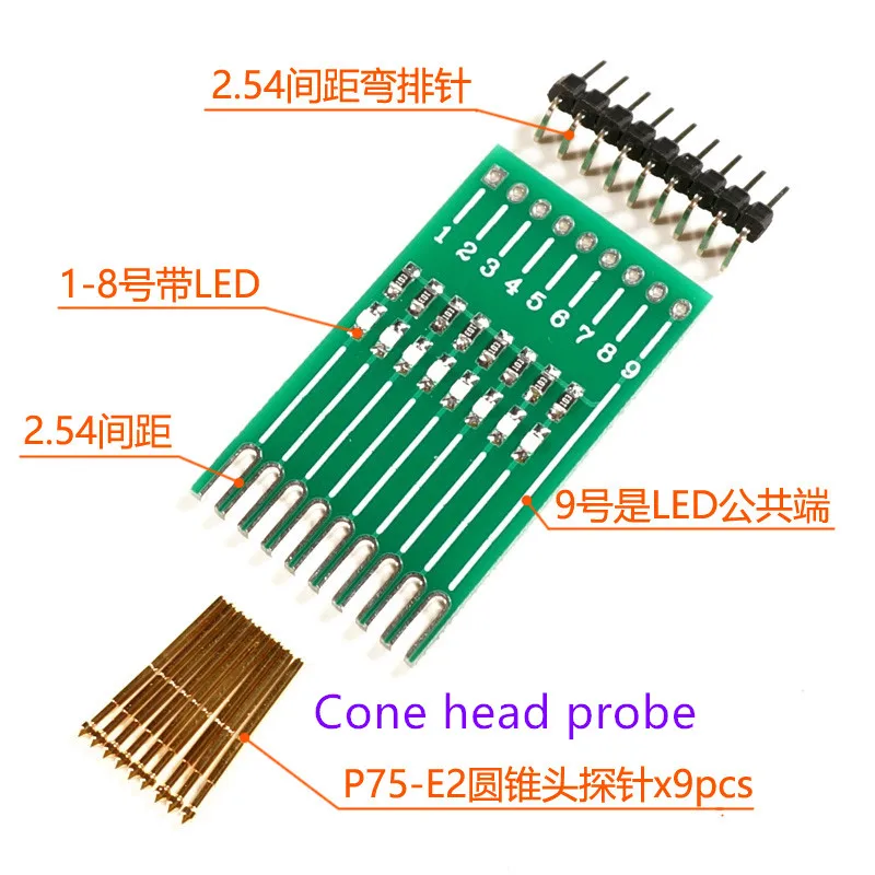 Con sonda de prueba LED, descarga de aguja de quemador, sonda de prueba PCB para PCB SMT/SMD IC, aguja de resorte SCM, módulo de lámpara de agua LED PCB