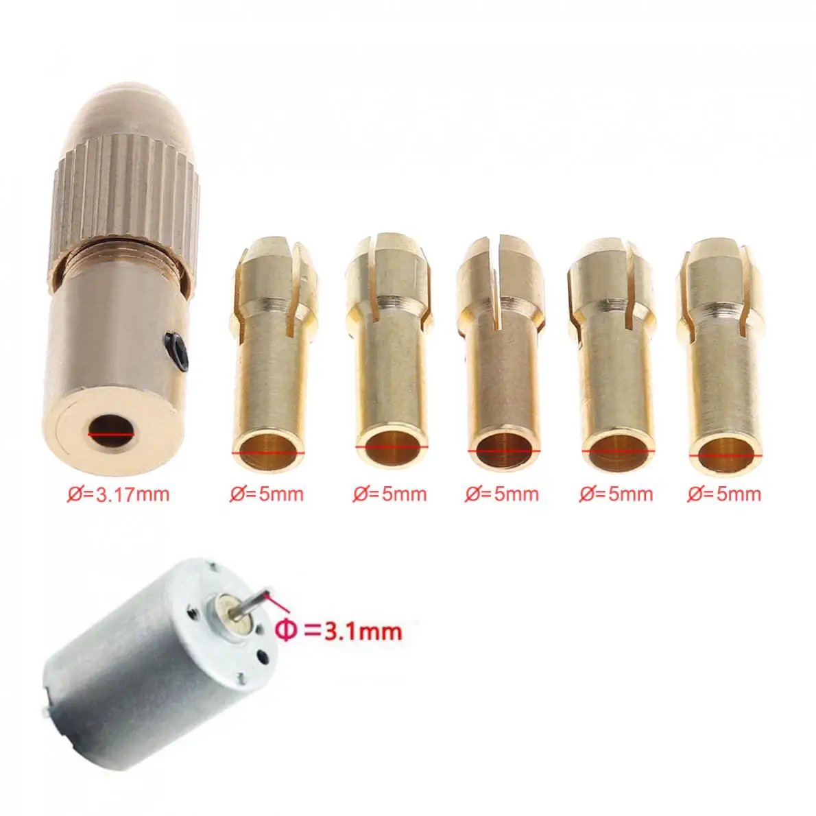 1set 3.17mm Mini Self-Tightening Drill Chucks support 0.5 - 3.0MM Drill Bit for ABS Board / Light Board Punch