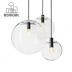 BDBQBL Nordic Pendant Lights Globe Chrome Lamp Glass Ball Pendant Lamp Transparent Kitchen Light Fixture E27 Home Hanglamp