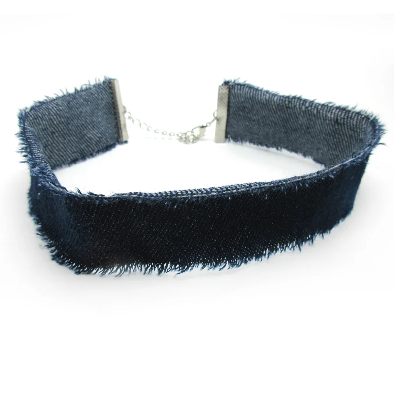 Blue Denim Choker Necklace For Women Tassel Jeans Chokers Chocker tattoo choker for Female