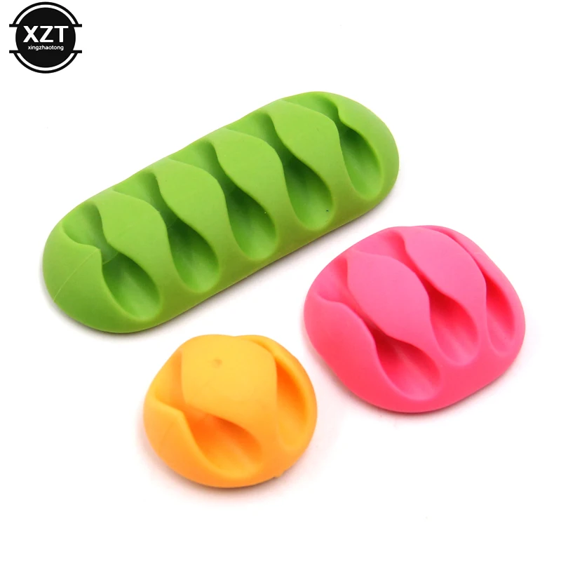 10Pcs/set Multipurpose Single Double Five holes Wire Cord Cable winder Ties USB Charger Holder Organizer With Adhesive Desk image 4