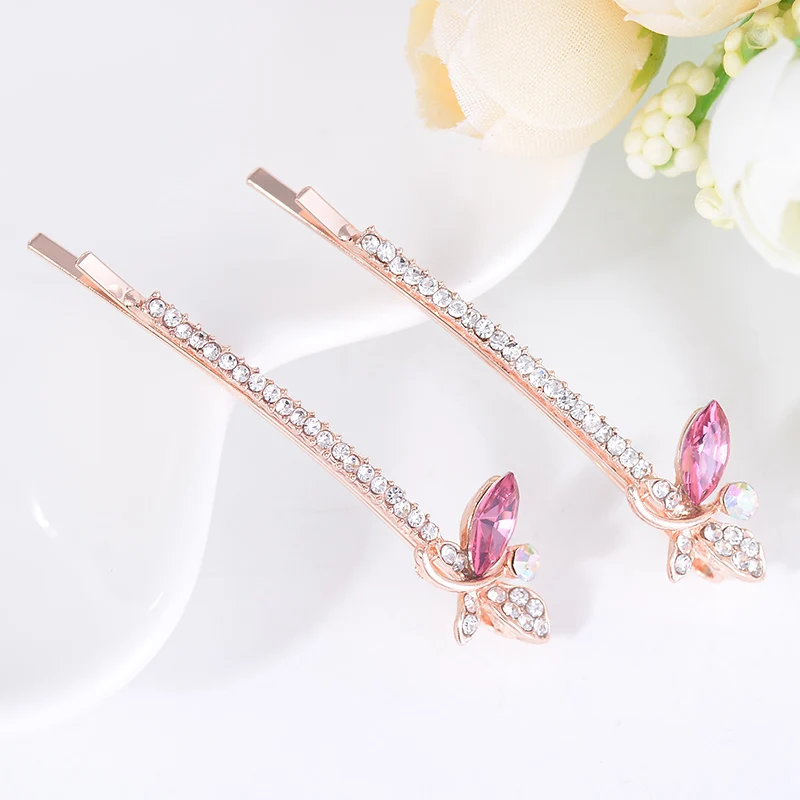 EASYA Fashion Rhinestone Butterfly Hairpin Hair Clips Women Girls Elegant Sparkling Crystal Hair Accessories Hairwear