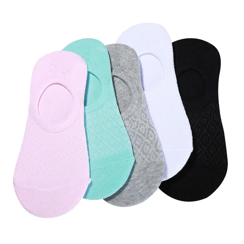 5 Pairs Women Boat Socks Summer Autumn Breathable Invisible Shallow Mouth Mesh Cotton Sock Slippers Lovely Girl Female Art Meias