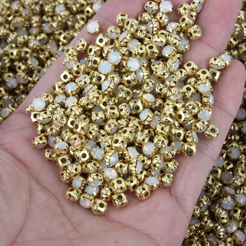 Hot sale Sew on Rhinestone 4mm/5mm/6mm/7mm Gold Claw Stones 28 Colors  for dresses decoration