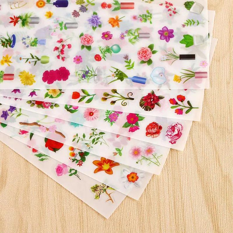 6 Folhas/Lote New Flower Sea Pvc Stickers Pocket Diary Decorative Transparent Stickers Diy Children Stationery Stickers