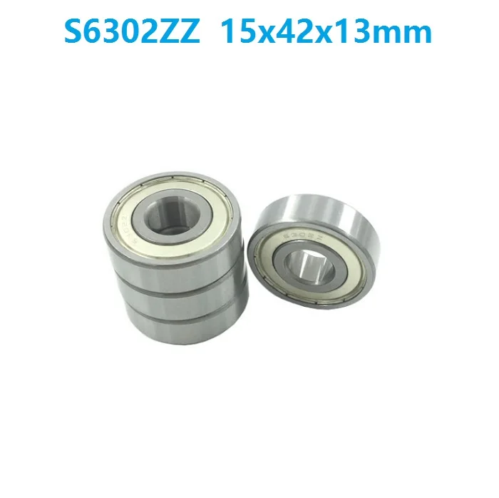 

10pcs ABEC-5 S6302ZZ S6302 ZZ deep groove rolling bearing 15*42*13mm Stainless steel Deep Groove Ball Bearings 15x42x13mm 6302