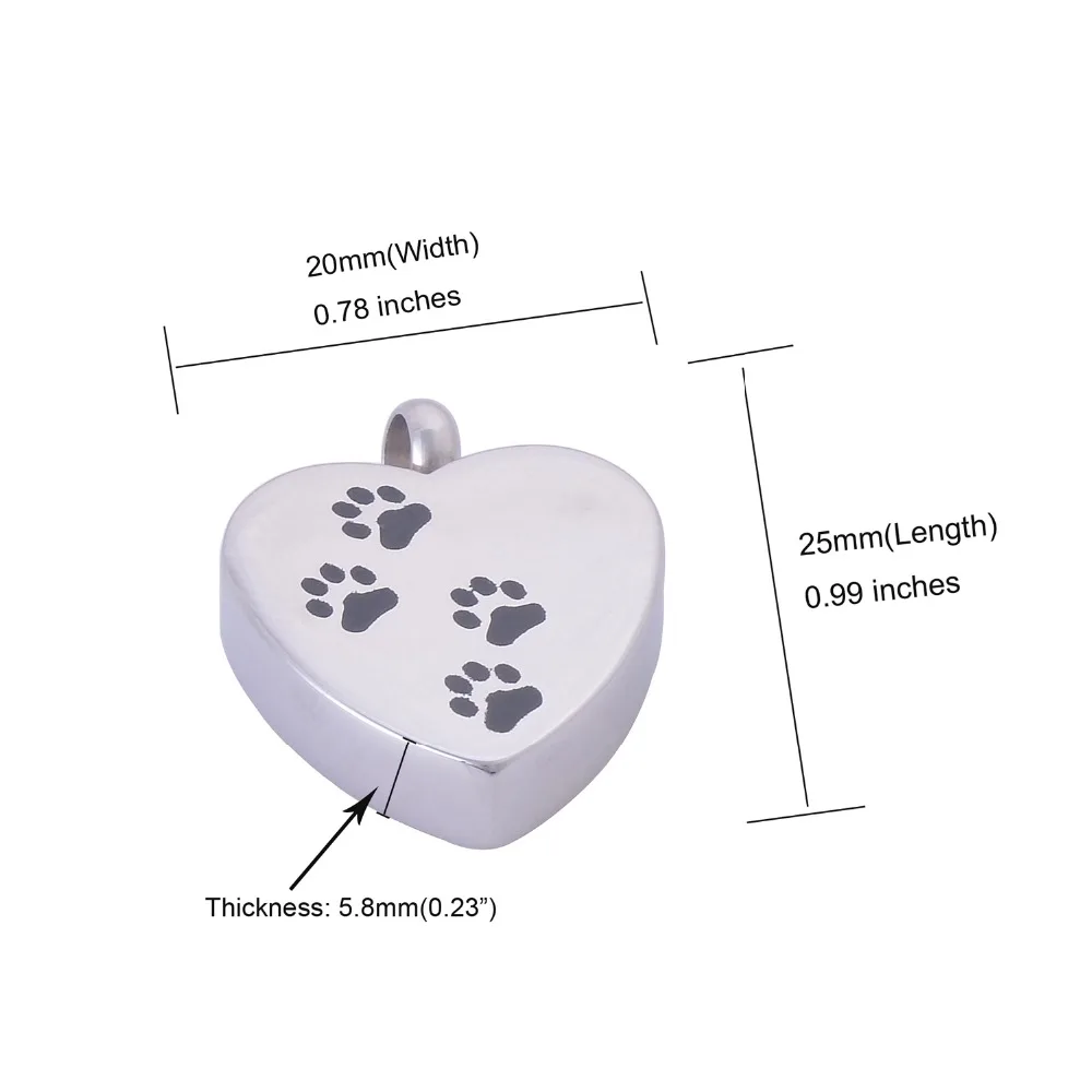 Pet Cremation Pendant Necklace For Memory Dogs or Cat Stainless Steel Cremation Jewelry Drop shipping