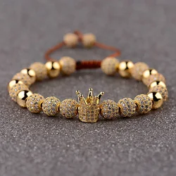 DOUVEI Classic Men Bracelet Jewelry Crown Charms Luxury Macrame Beads Bracelets For Women Pulseira Masculina Feminina Gifts