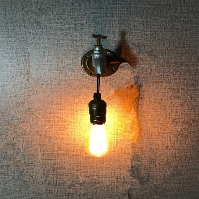 LOFT wall lights water pipe wall lamp creative industrial wind retro led faucet lamp Edison Bulb sconce for living room bedroom