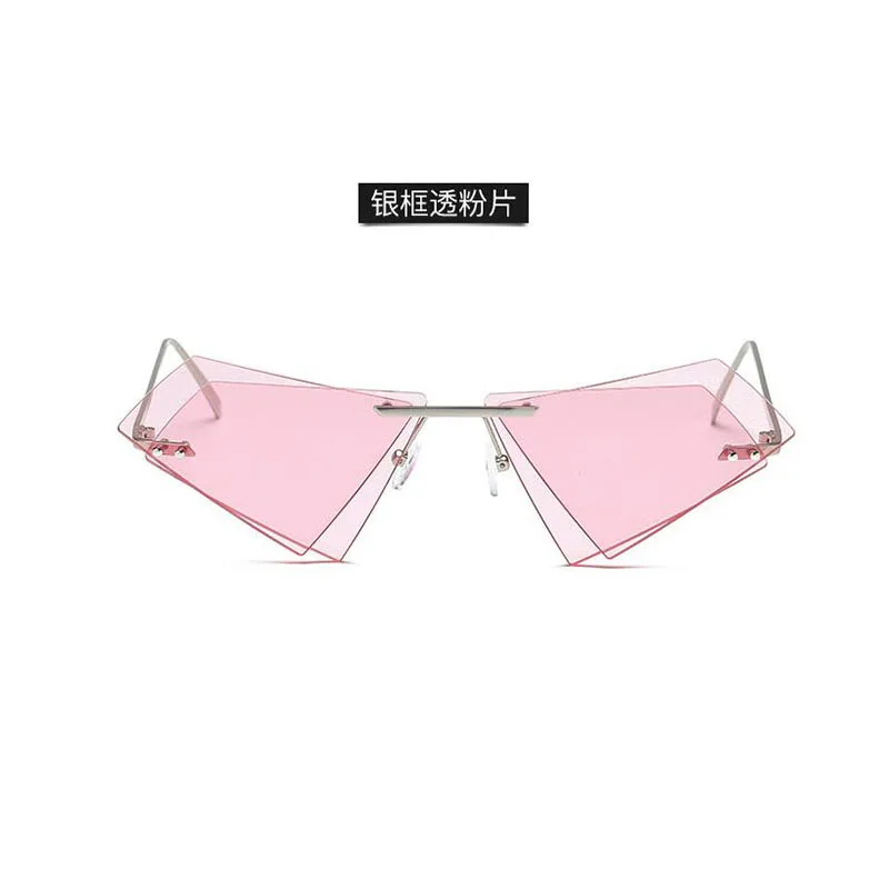 2024 New sunglasses personality frameless triangle fashion designer irregular double-layer sunglasses trendy sunglasses driving