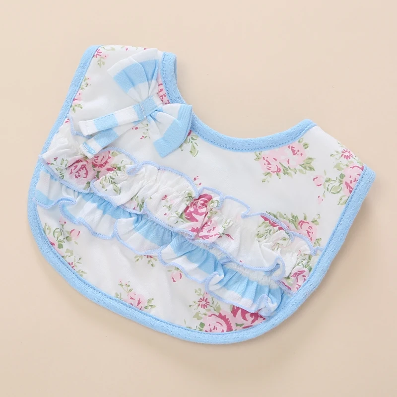 Baby Bibs 100% Cotton Ruffle Bow Lace Bib Baby Girls Cute Bib Infant