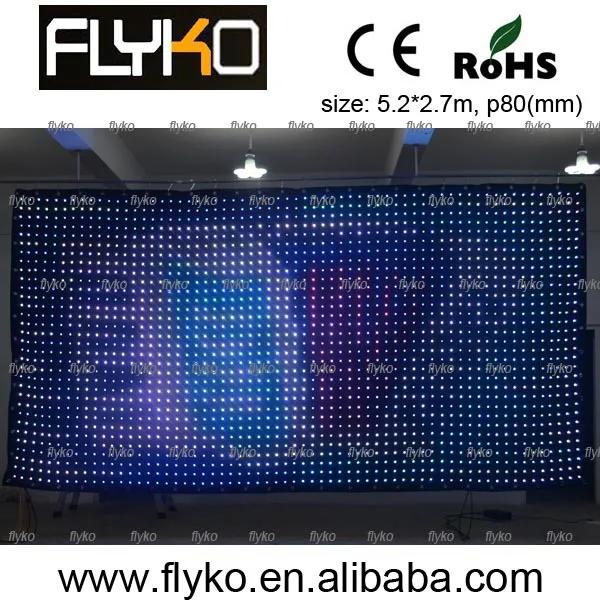 

New arrive Flyko stage full color indoor led video display curtain P8 2X5M with PC controller