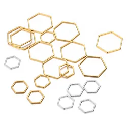 20Pcs/lot  Hexagon Shape Charms Stainless Steel Geometric Hollow Frame Blank Connector Charms Pendant DIY Jewelry Making