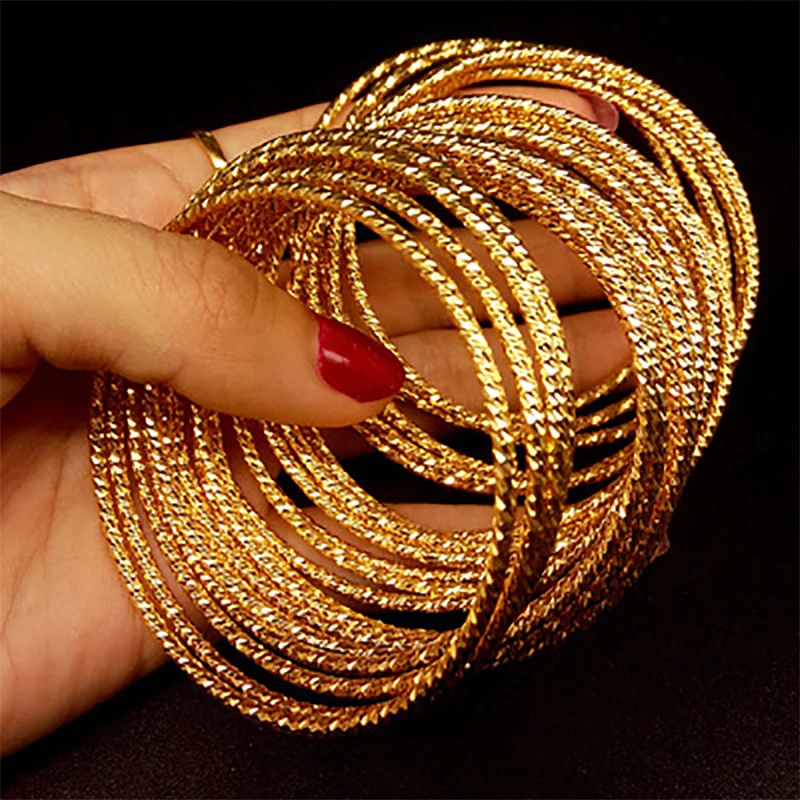 12pcs/lot Gold Color Bangles For Women Men Accessories Jewelry Copper Cute brecklace For Women Girl Nice Gift wb140