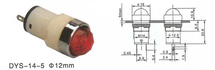 Zs41 feito-à-medida 6-24v12mm dia sigal lâmpada luz indicadora de corpo branco