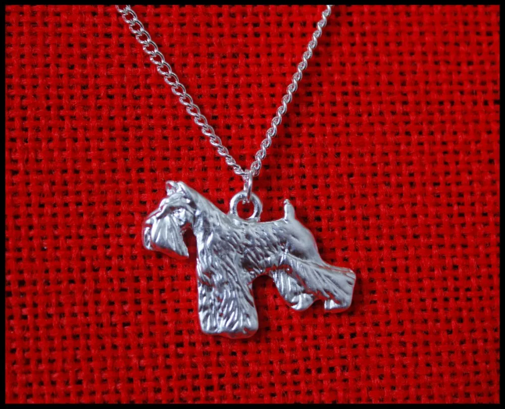 schnauzer dog necklace  Handmade necklace Embossed pendant jewelry Silver color plated fast delivery