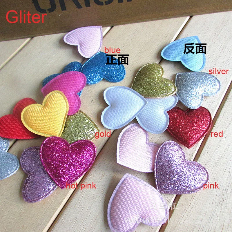 SICODA 30mm 120pcs DIY PU /gliter heart shape trimmings hair decoration cute clothing decoration phone case accessories