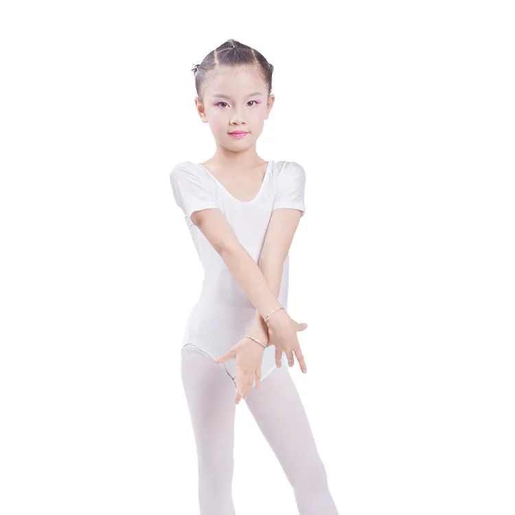 Kids Ballet Bodysuit Zwart Stretch Korte Mouwen Maillots Meisjes Gymnastiek Body Wear Kinderen Ballet Jumpsuit Dans